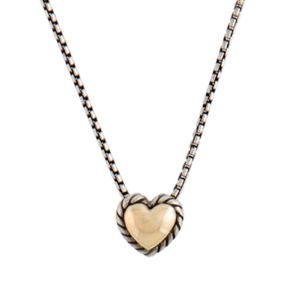 DAVID YURMAN 18K & STERLING SILVER CABLE COLLECTIBLES COOKIE HEART NECKLACE - Picture 4 of 8